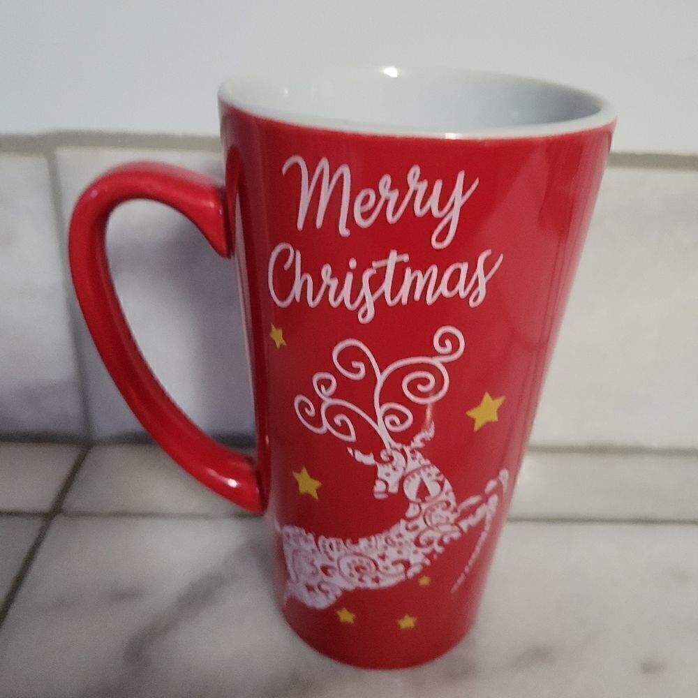 Merry Christmas tall ceramic coffee hot tea hot cocoa bar mug 16 oz